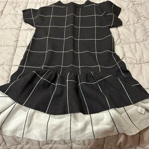 Zara Black and White Grid Pattern Kids Dress